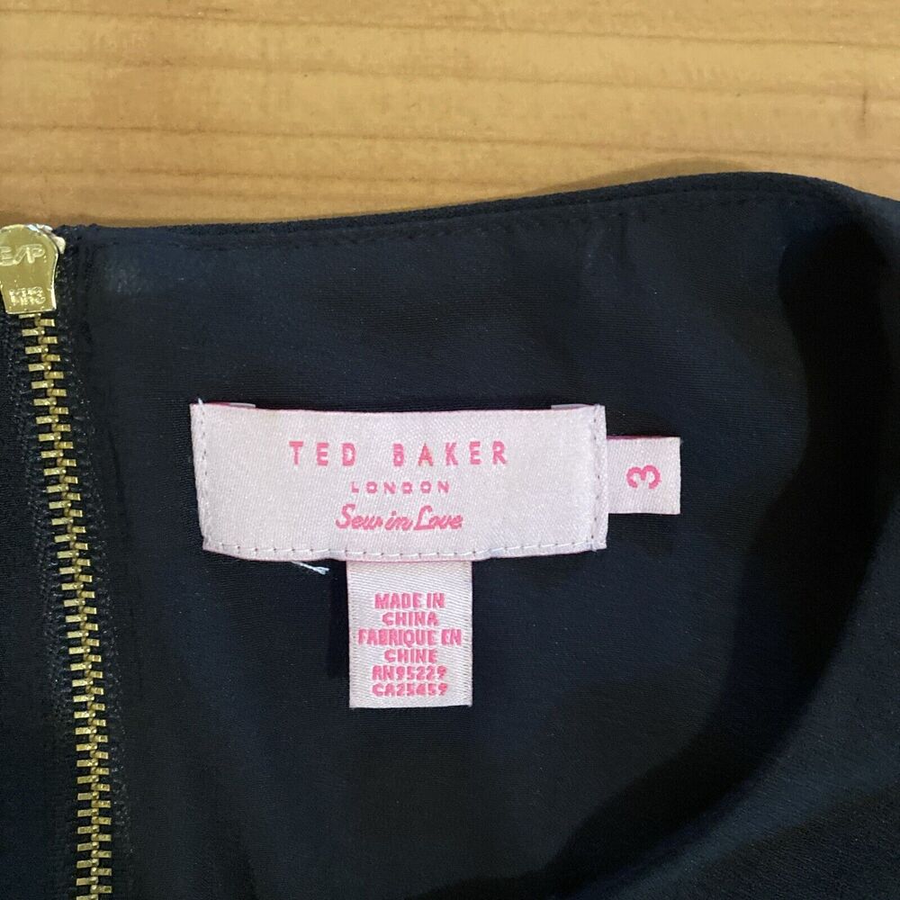 Ted Baker London Black Pink Rhinestones Zipper Back Sleeveless Shift Dress - 3 - Picture 14 of 16